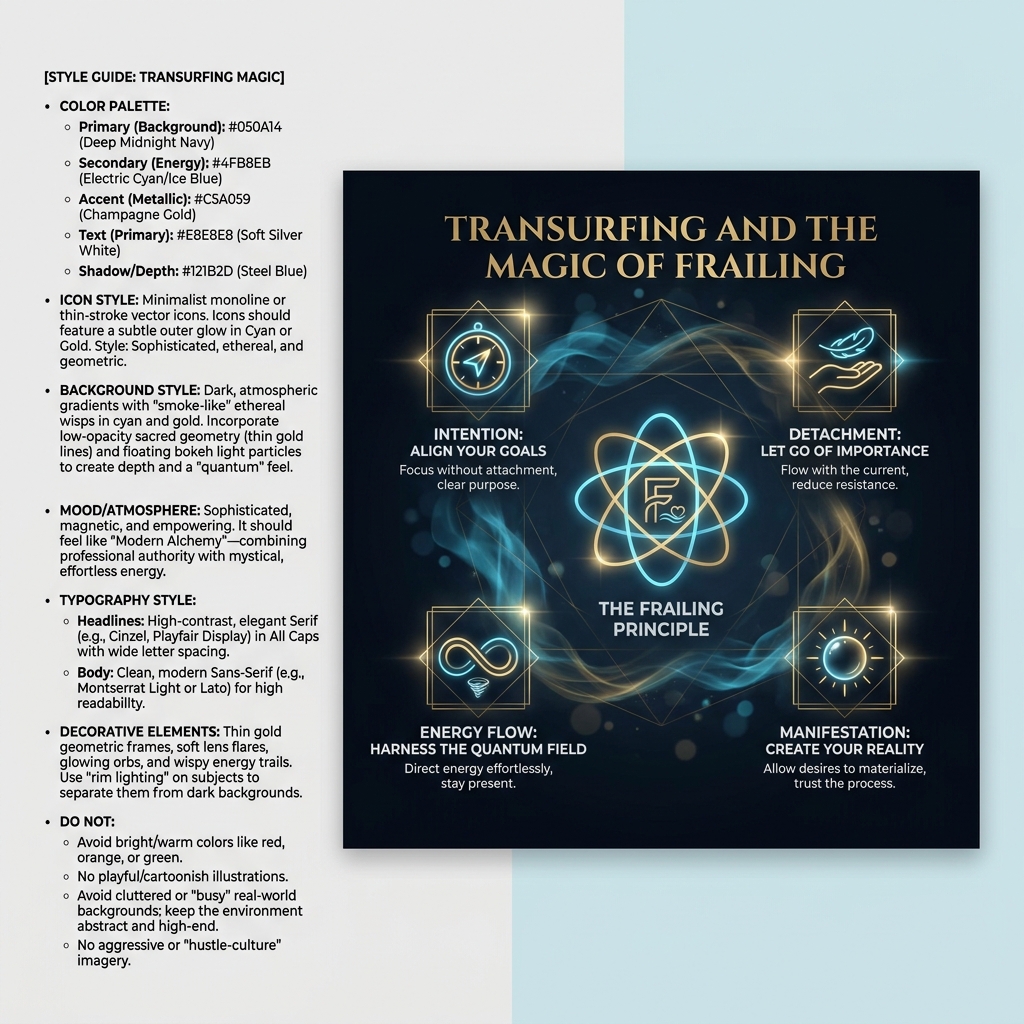 Apply Visual Style: Deep midnight navy and champagne gold color grade. Ethereal blue energy wisps. Sacred geometry. A minimalist gold vector icon of concentric magnetic waves or intersecting orbits glowing in cyan and gold.