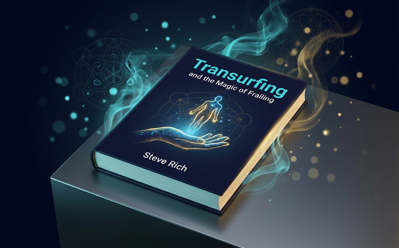 Apply Visual Style: Deep midnight navy and champagne gold color grade. High-end executive aesthetic. Use ethereal blue energy wisps and subtle sacred geometry lines in the background. Lighting is cinematic and moody. All elements must match the 'Transurfing and the Magic of Frailing' book cover brand identity: #0B111B, #C5A059, #5ED8F2. A powerful, cinematic shot of a person walking forward through a dark corridor that opens up into brilliant, glowing golden light. The silhouette is confident and poised. Bold, elegant text overlay in white and gold: "Become Irresistible. Start Your Transformation." Landscape 970x600.